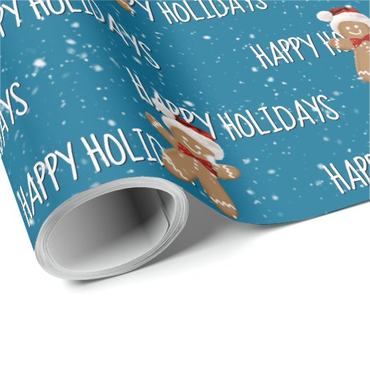 PRETTIGE FEESTDAGEN Tekst met peperkoek mannen Cadeaupapier (Rol Hoek)