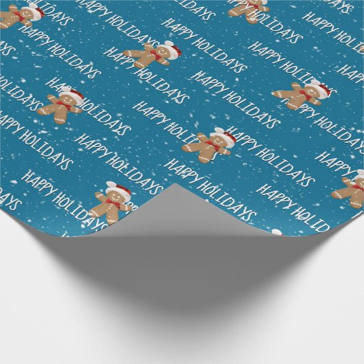 PRETTIGE FEESTDAGEN Tekst met peperkoek mannen Cadeaupapier (Hoek)