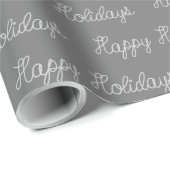 prettige feestdagen tekst op grijs cadeaupapier (Rol Hoek)