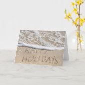 prettige feestdagen tekst op het strand kaart (Gele Bloem)