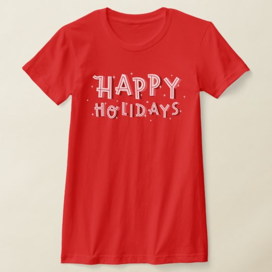 prettige feestdagen tekst wit op rood t-shirt (Laagn)