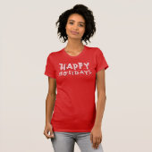 prettige feestdagen tekst wit op rood t-shirt (Voorkant volledig)