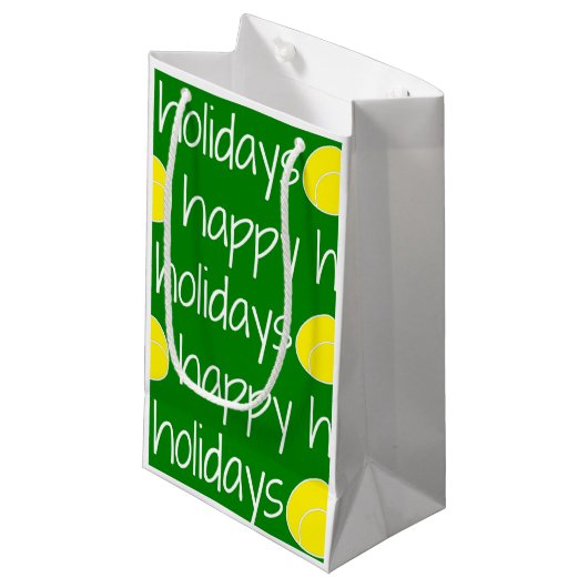 prettige feestdagen Tennis Thed Gift Bag Klein Cadeauzakje (Voorkant Gekanteld)