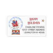 Prettige feestdagen Terugkeeradres Snow Wereldbol Etiket (Voorkant)