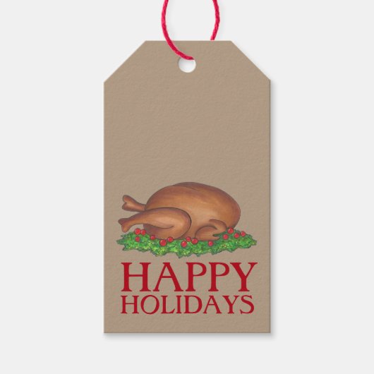 Prettige feestdagen Thanksgiving Kerst Turkije Dag Cadeaulabel (Voorkant)