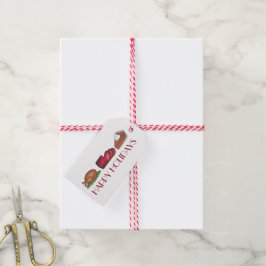 Prettige feestdagen Thanksgiving Kerstdiner Voedse Cadeaulabel