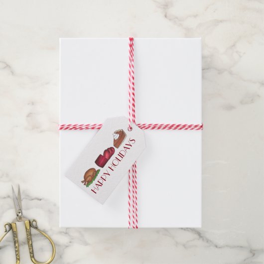 Prettige feestdagen Thanksgiving Kerstdiner Voedse Cadeaulabel (Met Touw)