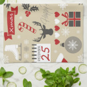 prettige feestdagen theedoek (Gevouwen)