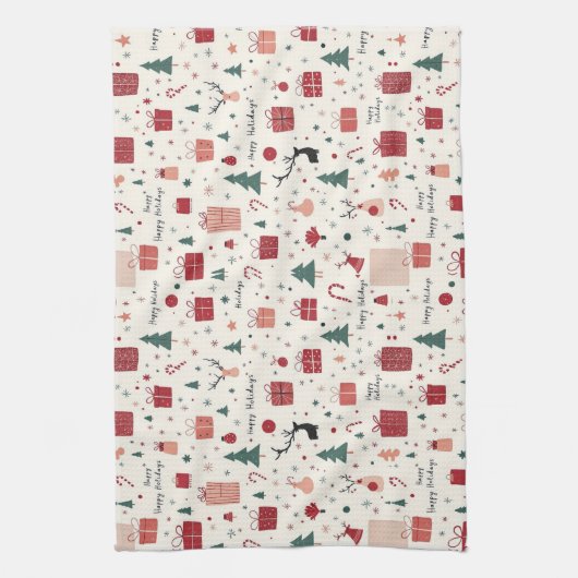 prettige feestdagen theedoek (Verticaal)