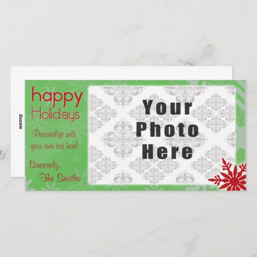 prettige feestdagen Thema Groen/Rode Snowflake Feestdagenkaart (Voorkant / Achterkant)