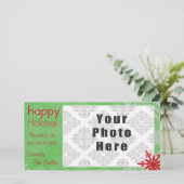 prettige feestdagen Thema Groen/Rode Snowflake Feestdagenkaart (Staand voorkant)