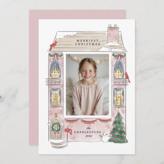 prettige feestdagen thuis frame wenskaart feestdagenkaart (Voorkant / Achterkant)