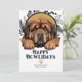 Prettige feestdagen Tibetaanse Mastiff Hond Kerstm Feestdagenkaart (Staand voorkant)