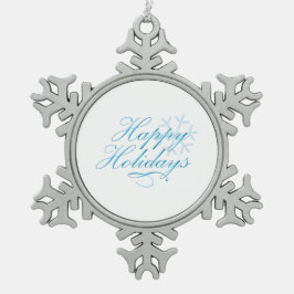 prettige feestdagen tin sneeuwvlok ornament