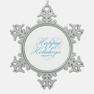 prettige feestdagen tin sneeuwvlok ornament