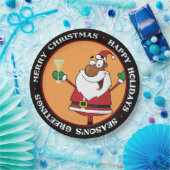 prettige feestdagen Toast van de Zwarte Kerstman Papieren Bordje (Feest)