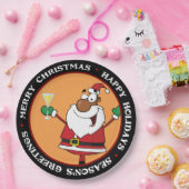 prettige feestdagen Toast van de Zwarte Kerstman Papieren Bordje (Feest)