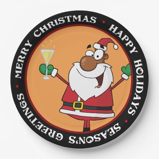 prettige feestdagen Toast van de Zwarte Kerstman Papieren Bordje (Voorkant)