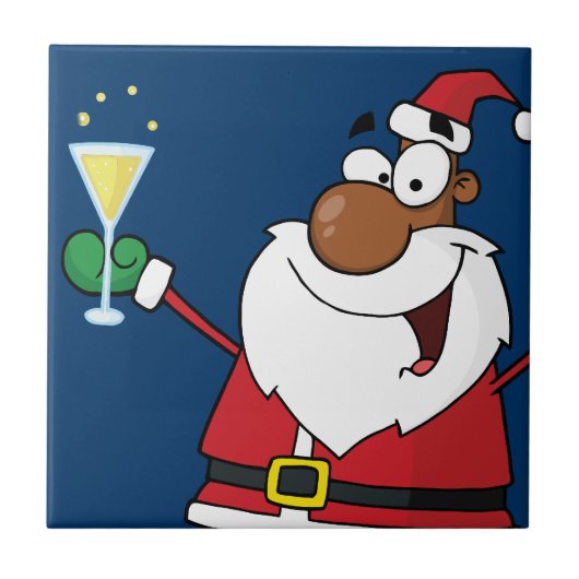prettige feestdagen Toast van de Zwarte Kerstman Tegeltje (Voorkant)