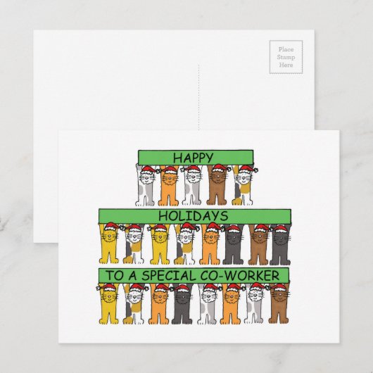 prettige feestdagen tot Medewerker Cartoon Katten (Voorkant / Achterkant)