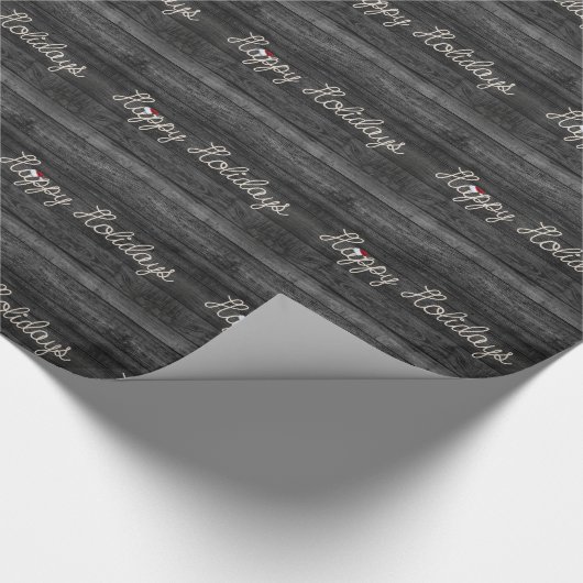 prettige feestdagen touw op zwart hout cadeaupapier (Hoek)