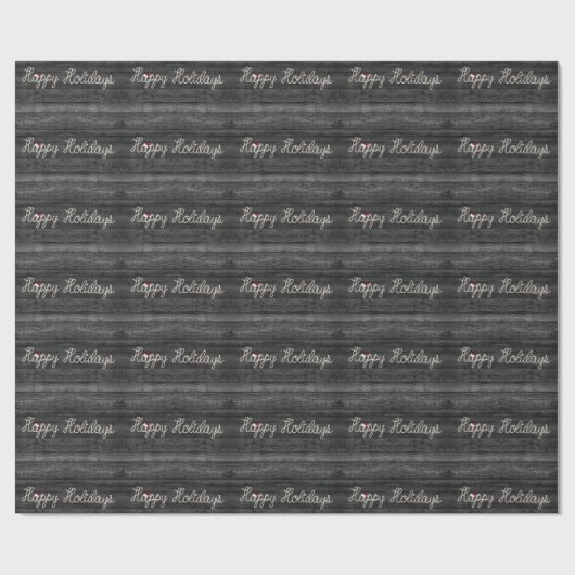 prettige feestdagen touw op zwart hout cadeaupapier (Vlak)