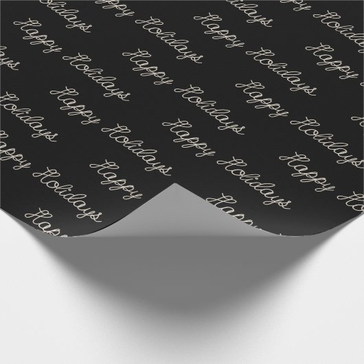 prettige feestdagen touwtekst op zwart cadeaupapier (Hoek)