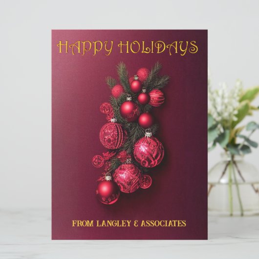 Prettige feestdagen Traditionele Bordeaux rood en  Feestdagenkaart (Staand voorkant)