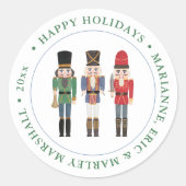 Prettige feestdagen Traditionele Kerstnotenkraker Ronde Sticker (Voorkant)