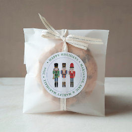 Prettige feestdagen Traditionele Kerstnotenkraker Ronde Sticker