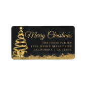 Prettige feestdagen Tree Gold- label retouradres (Voorkant)