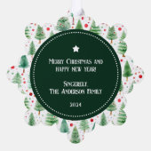 Prettige feestdagen Trees Familie Foto Ornament Kaart (Achterkant)