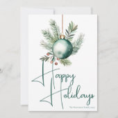 Prettige feestdagen ·Trendy Groene Waterverf Ornam Feestdagenkaart (Voorkant)