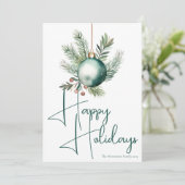 Prettige feestdagen ·Trendy Groene Waterverf Ornam Feestdagenkaart (Staand voorkant)