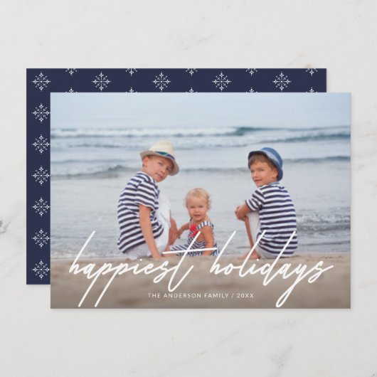 Prettige feestdagen trendy handgeschreven scriptfo feestdagenkaart (Voorkant / Achterkant)