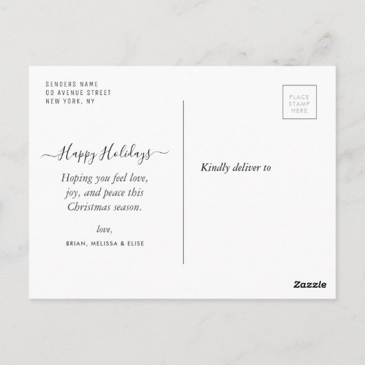 prettige feestdagen trendy Kerstmis fotokaart Briefkaart (Achterkant)