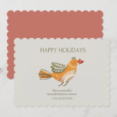 Prettige feestdagen Trendy | Schattigee vogelillus Feestdagenkaart (Voorkant / Achterkant)