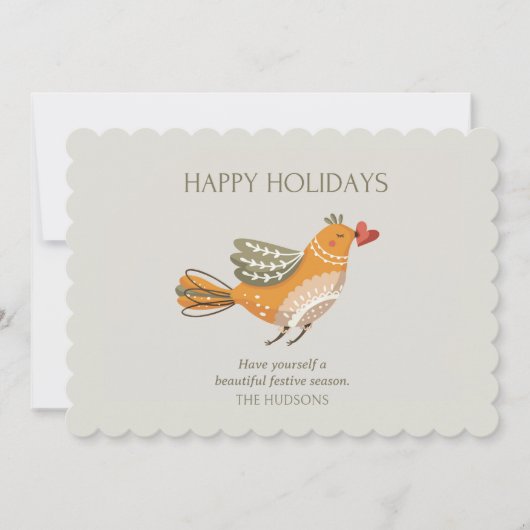 Prettige feestdagen Trendy | Schattigee vogelillus Feestdagenkaart (Voorkant)