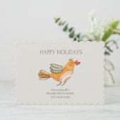 Prettige feestdagen Trendy | Schattigee vogelillus Feestdagenkaart (Staand voorkant)