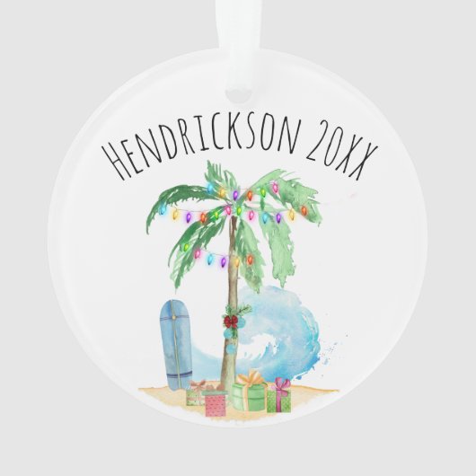 Prettige feestdagen Tropical Christmas Palm Tree B Ornament (achterkant)