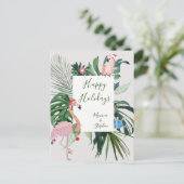Prettige feestdagen tropisch Flamingo Briefkaart (Staand voorkant)