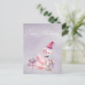 Prettige feestdagen Tropisch  Flamingo Roze Briefkaart (Staand voorkant)