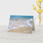 prettige feestdagen tropische oceaanstrand kaart (Gele Bloem)