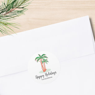 Prettige feestdagen Tropische palmboom Kerstmis Ronde Sticker