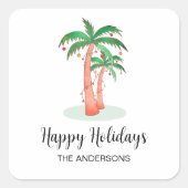 prettige feestdagen Tropische palmboom vierkant st Vierkante Sticker (Voorkant)