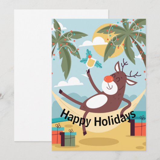 prettige feestdagen Tropische Rudolph Feestdagenkaart (Voorkant / Achterkant)