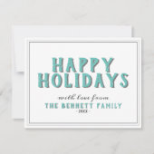 prettige feestdagen Turquoise Typografie Kerstmis Kaart (Voorkant)