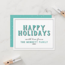 prettige feestdagen Turquoise Typografie Kerstmis