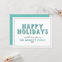prettige feestdagen Turquoise Typografie Kerstmis