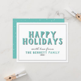 prettige feestdagen Turquoise Typografie Kerstmis Kaart